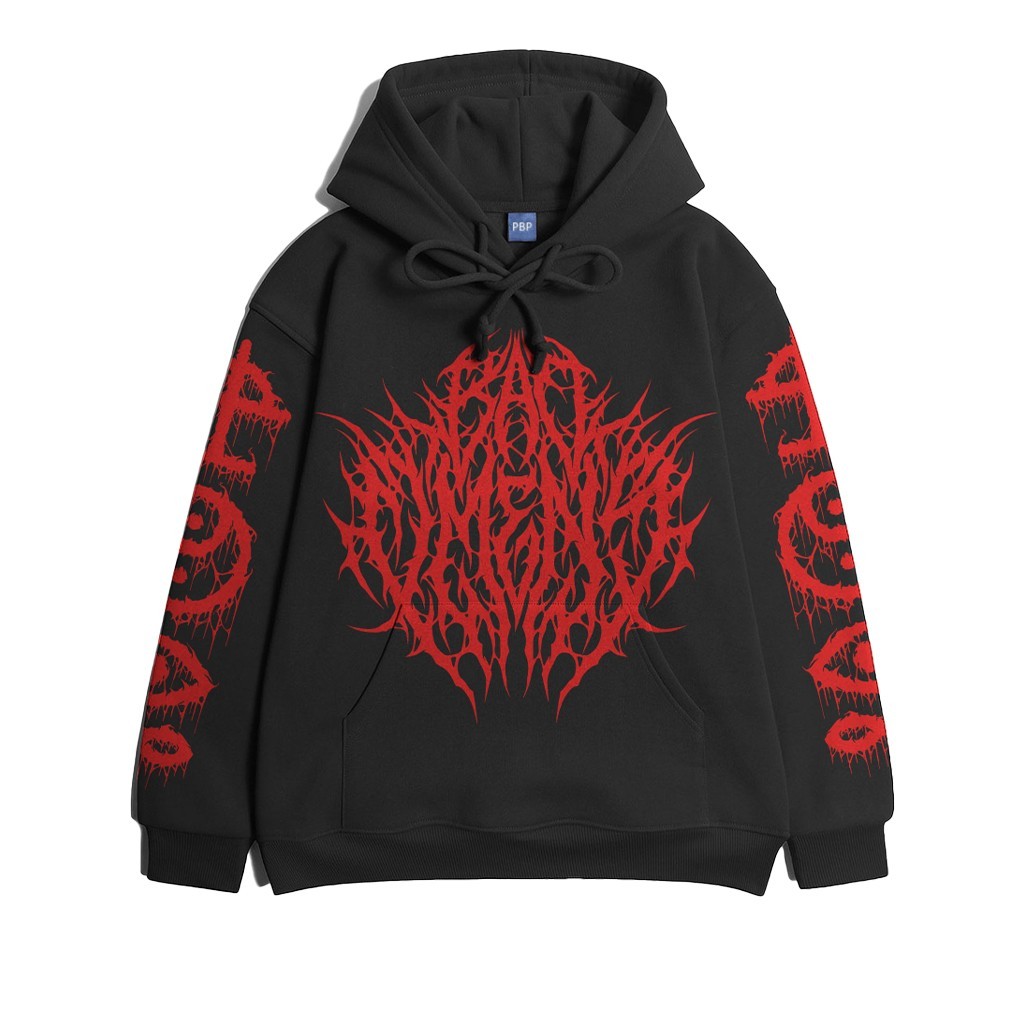 Hoodie Merchandise Bad Omens Metal Red White - Jaket Band Merch Pria Wanita Retro Vintage