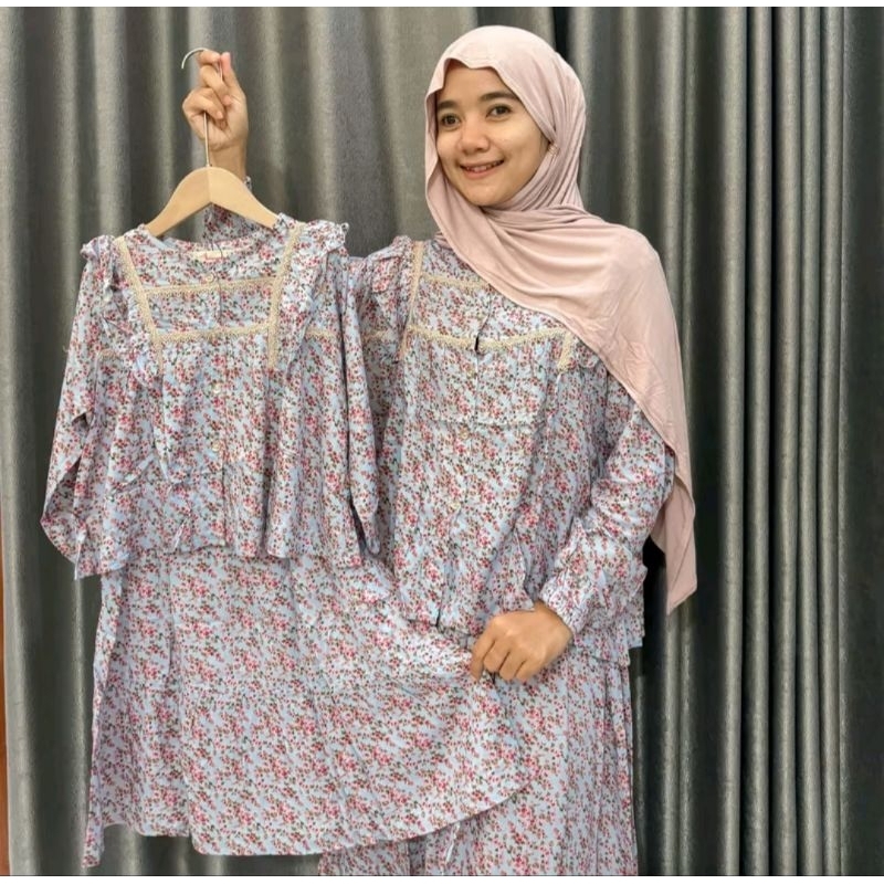 One Set Humaira Motif Couple Mom and Kids Rayon Viscose Motif