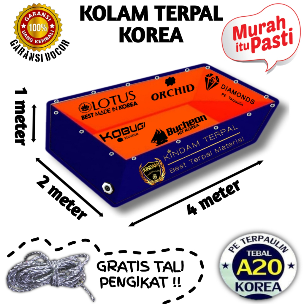 TERPAL KOLAM 4x2x1 A20 KOREA BERGARANSI MURAH | KOLAM TERPAL IKAN LELE, NILA, GURAME