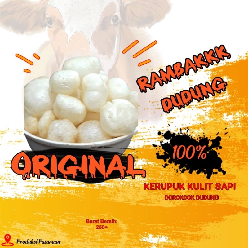

Rambak Dorokdok dudung | Kerupuk kulit sapi 100% | kerupuk rambak dorokdok dudung 250+gram