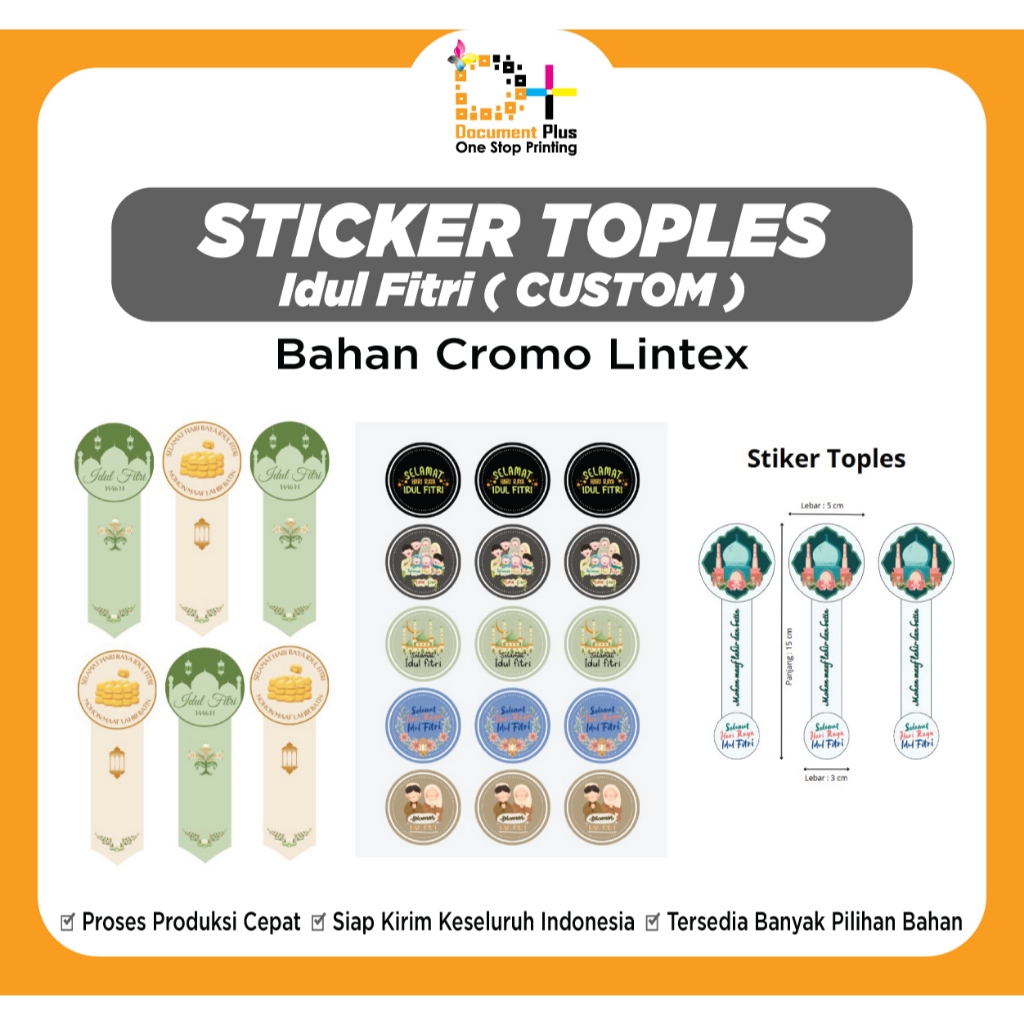 

Sticker Toples lebaran - stiker toples idul fitri Custom Bahan Cromo Lintex a3+