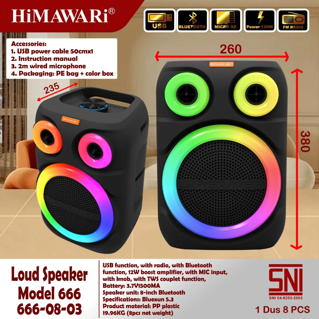 HIMAWARI speaker bluetooth portable mic 666-8" 03 SNI