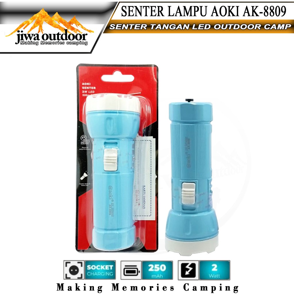 senter tangan led aoki ak-8099 lampu senter led camping charger senter outdoor camping AOKI AK8099