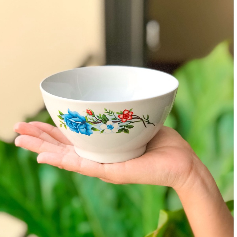 Mangkok Keramik Mini Bunga Biru 12cm