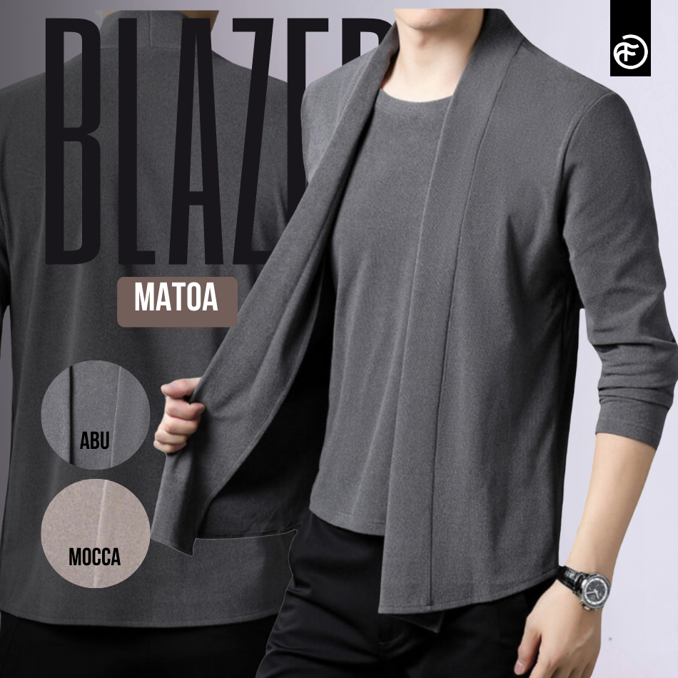 Fobdg Tshirt Blazer Matoa Abu Kaos Lengan Panjang Dan Blazer Manyatu pria dewasa