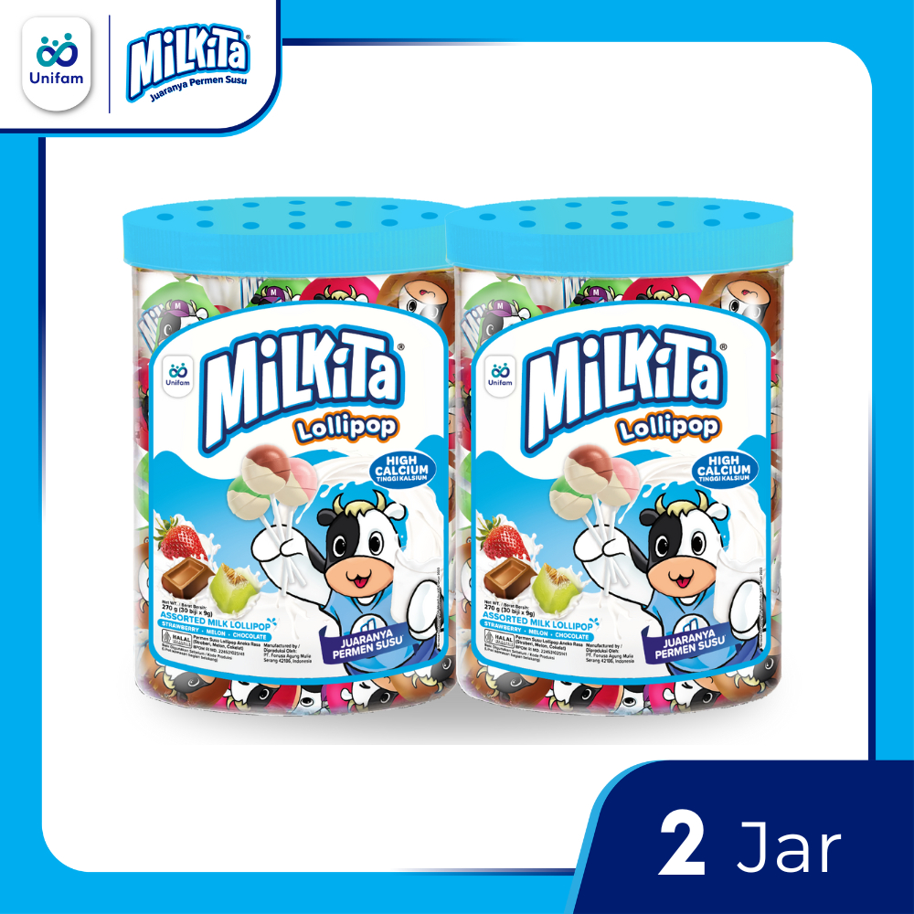 

2 Jar Max Milkita Permen Susu Lolipop - (1 Toples Isi 30Pcs)