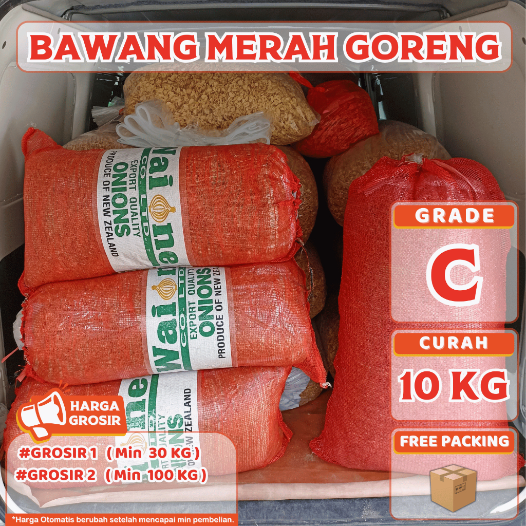 

MERAH-C [ CURAH / 10 Kg ] Bawang Merah Goreng / Brambang Goreng, Grade C, Refill