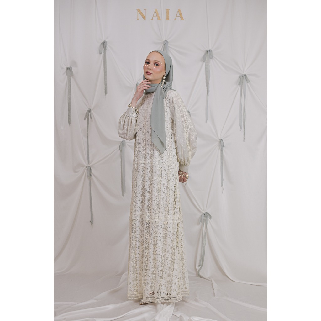NAIA - ALMERA BROCADE DRESS - GAUN DRESS GAMIS BRUKAT TILE WANITA