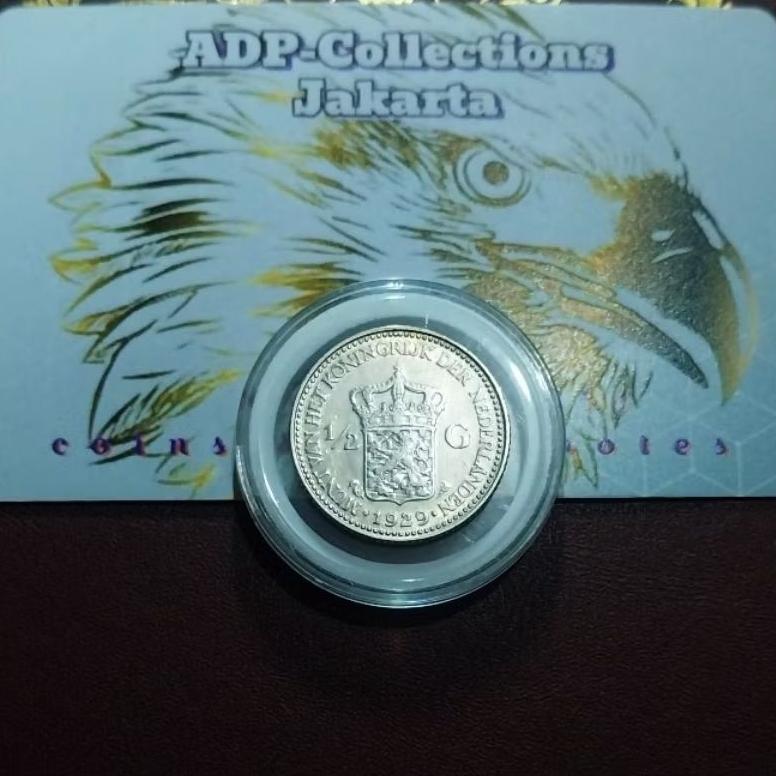 Koin perak ½ gulden wilhelmina