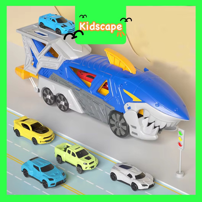 Kidscape - Mainan Mobil Anak Shark Catapult Kids Toys - Mainan Anak Hiu Peluncur Mobil Diecast - Mai