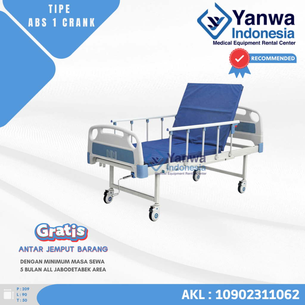 Rental Bed Pasieien Rumah Sakit / Sewa Bed Pasien ABS 1 Crank