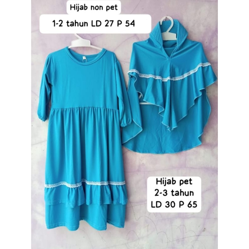 Sale  Gamis anak setelan anak perempuan gamis set hijab anak murah gamis anak warna biru elektrik bi