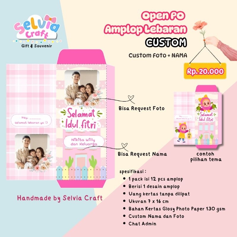 

Amplop Lebaran Premium Custom FOTO dan NAMA Uang Tanpa Dilipat isi 12 pcs