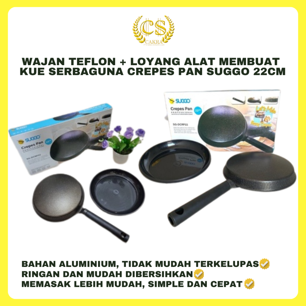 CS Suggo Crepess Maker 22cm Wajan Teflon + Loyang Alat Membuat Kue Serbaguna Cetakan Kulit Lumpia Le