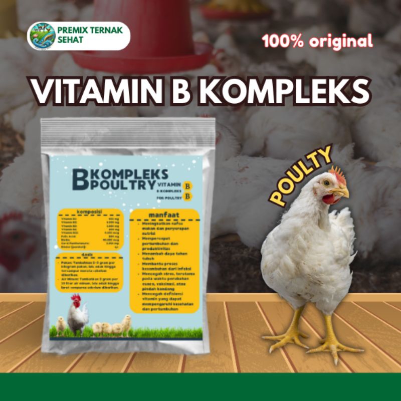 Vitamin B kompleks POULTY 1kg--Mencegah stres, terutama pada waktu perubahan cuaca, vaksinasi, atau 