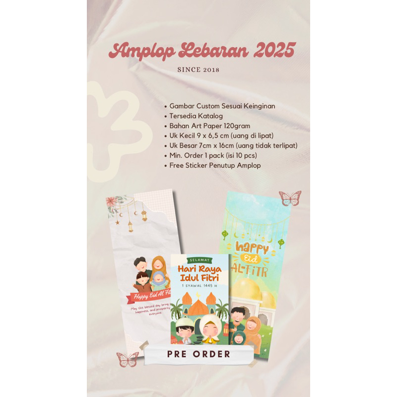 

Amplop Custom Lebaran Idul Fitri 2025 Bahan Tebal (MIN PEMBELIAN 10 PCS) | Menerima Design Siap Cetak
