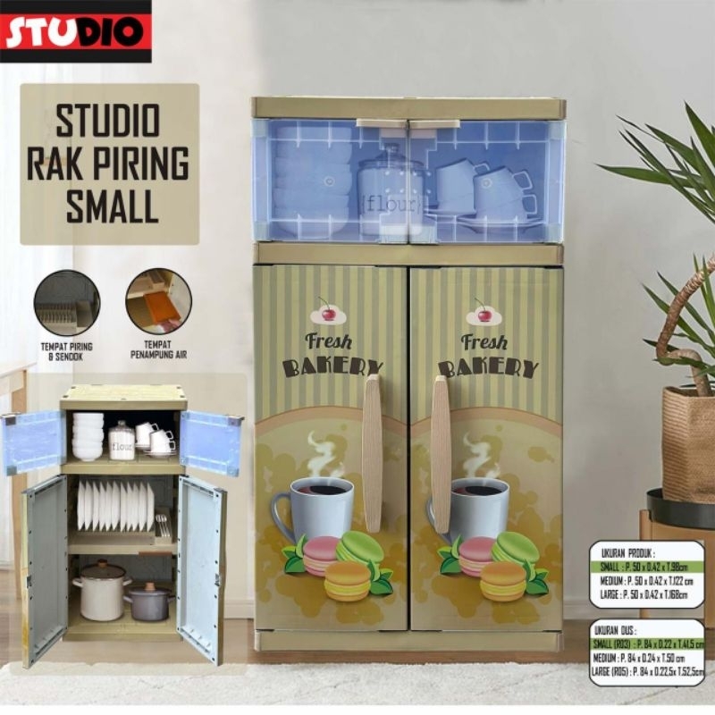 Lemari Piring/Rak Pirng /Lemari piring Kombinasi pintu kaca dan pintu plastik studio