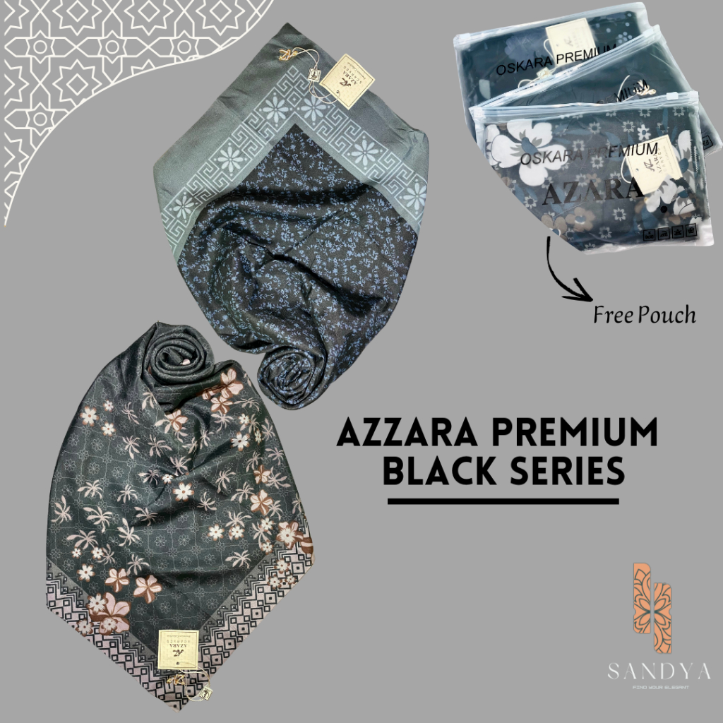 AZARA MOTIF BLACK EDITION LOGO SWAROVSKI | HIJAB MOTIF HITAM