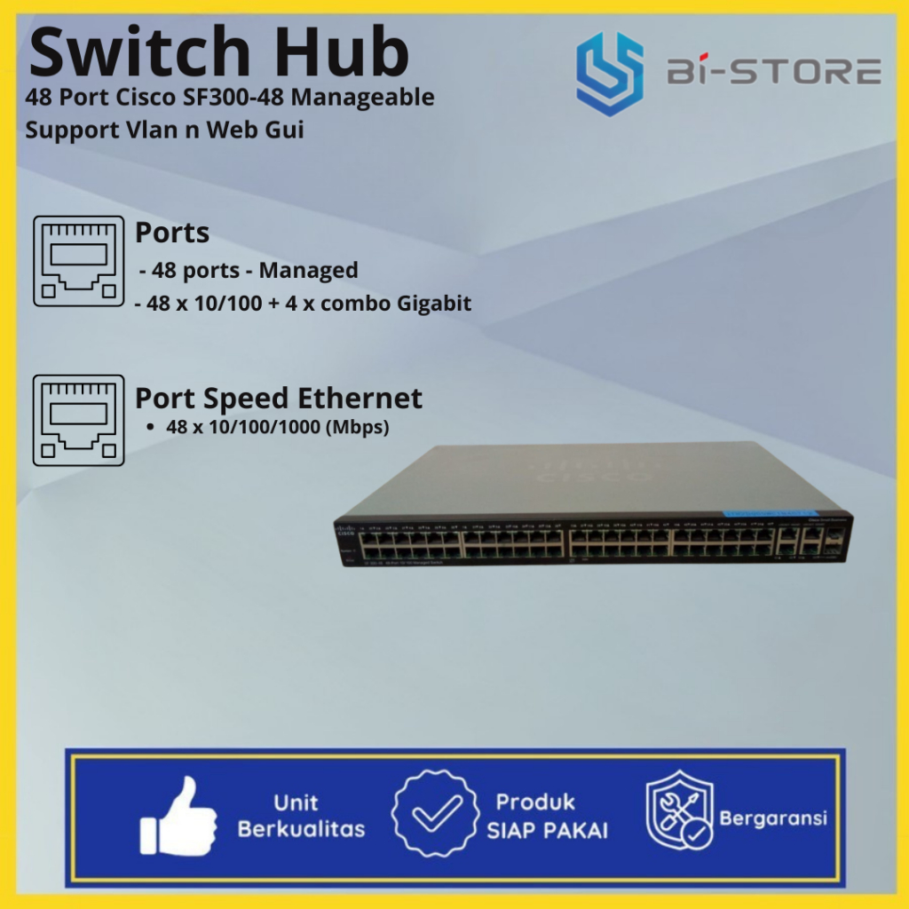 Switch Hub 48 Port Cisco SF300-48 Manageable Support Vlan n Web Gui