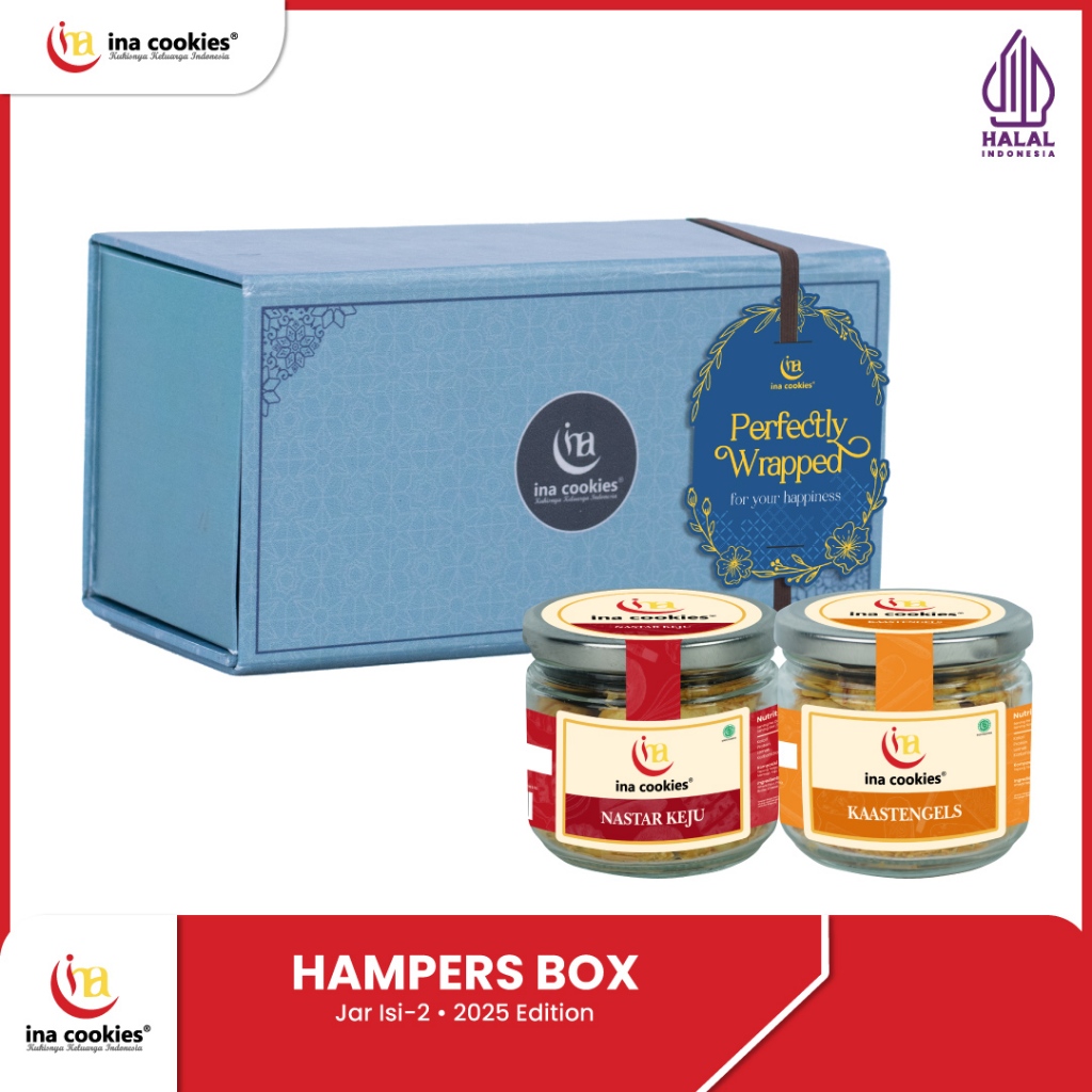 

Hampers Lebaran 2025 BOX isi 2 Toples JAR Kue Kering Premium Ina Cookies