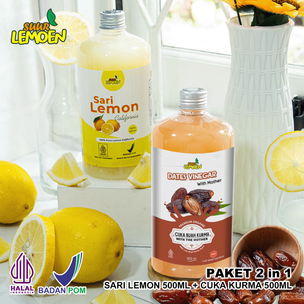 

Suur Lemoen Paket Cuka Kurma 500 ml dan Sari Lemon 500 ml