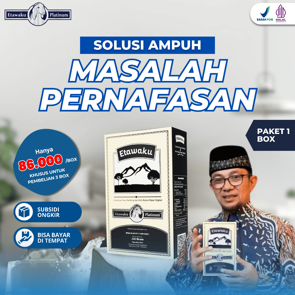 

ETAWAKU PLATINUM 100% ORIGINAL - SUSU BUBUK ETAWA UNTUK MASALAH PERNAFASAN DAN SENDI 200 GRAM BPOM