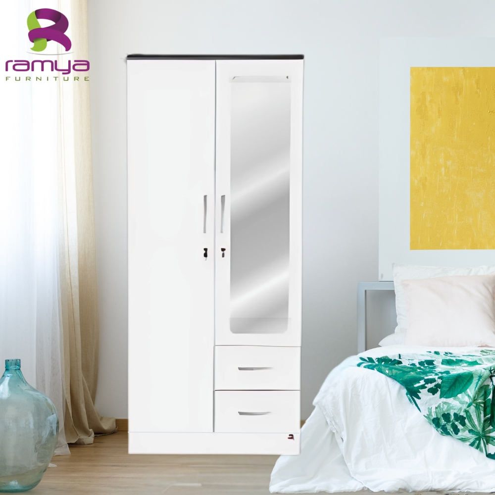 RAMYA LP 209 SW (Lemari Pakaian 2 Pintu Swing + 2 Laci + Cermin)