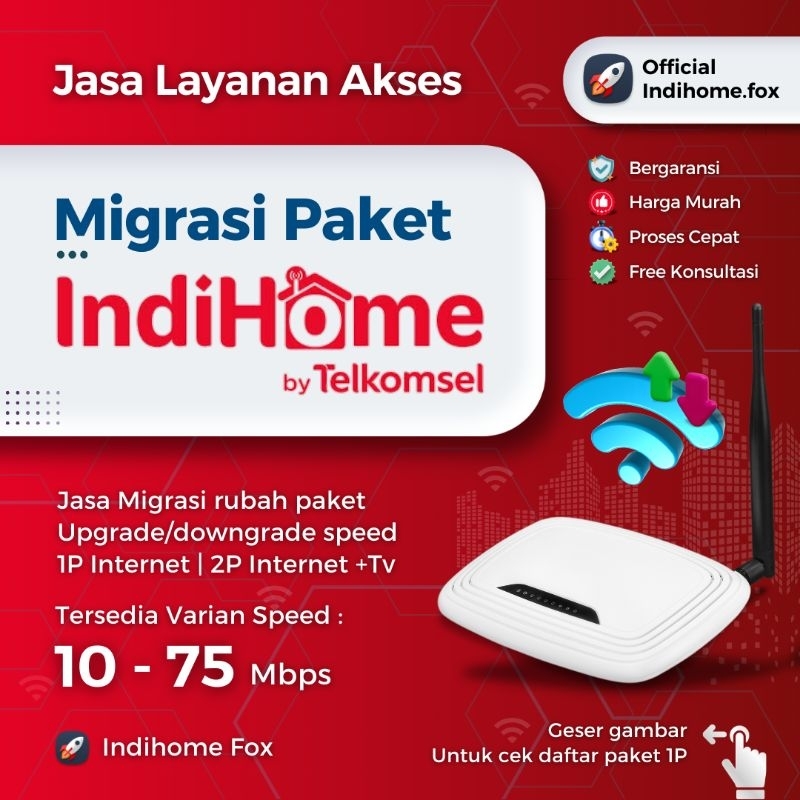 Migrasi / Rubah Paket Indihome | Speed 10 - 75 Mbps | 1P Internet Only | 2P Internet + T'v | Upgrade