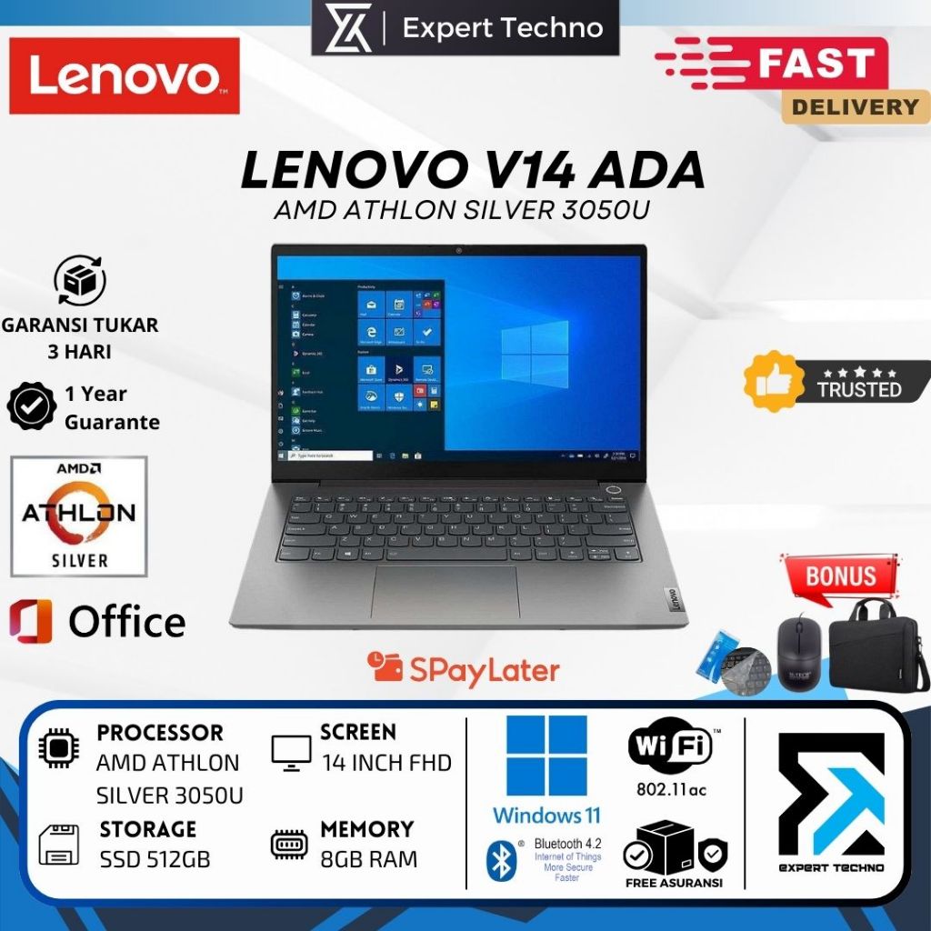 LENOVO V14-ADA AMD ATHLON 3050U 4GB 512GB 14" WINDOWS 11 - 4GB/256GB