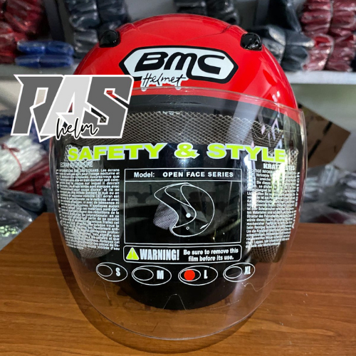 HELM BMC MILAN SOLID RED HALF FACE