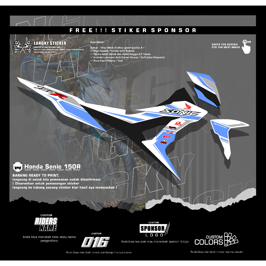 Striping Stiker Sonic 150 R Variasi Striping Simple SC-04