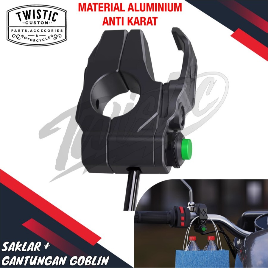 Saklar Switch Goblin Holder Tombol On Off Lampu Tembak + Gantungan Barang Motor ADV 150 160 PCX Nmax