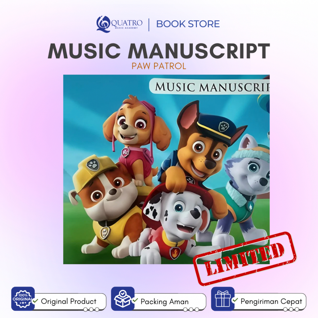 

Buku Garis Lima Anak (Music Manuscript) Buku Tulis Notasi Not Balok Musik - Paw Patrol