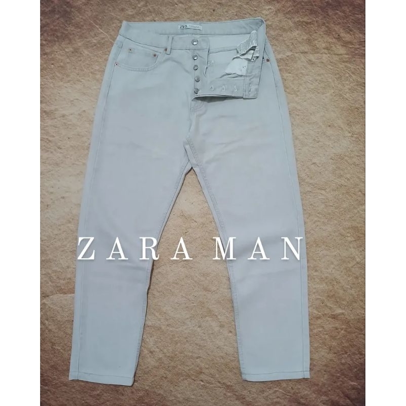 jeans pria zara man bahan denim ngaret like new bekas second preloved