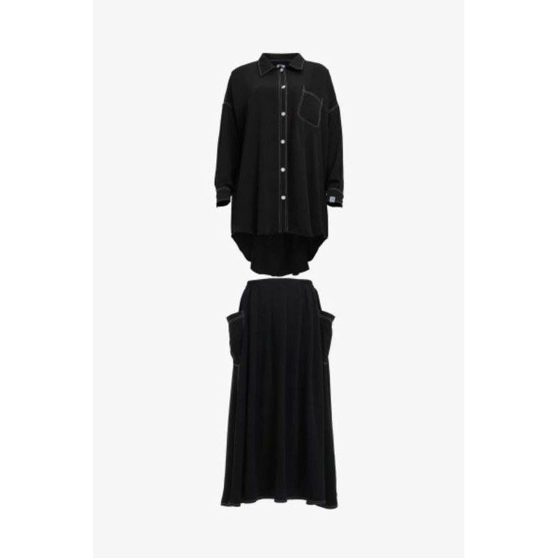 Preloved PL Jaya two pieces jaya tupisis elmadina bukan kemejabaya (Black mina size L set Fk jilbab 