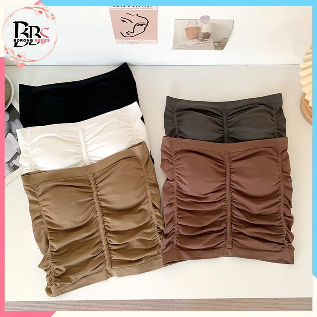 BORES Tanktop Bra Kemben Fashion 7035 Kerut CropTop Wanita Karet Outwear Kimcchi Cruel Tanktop Women