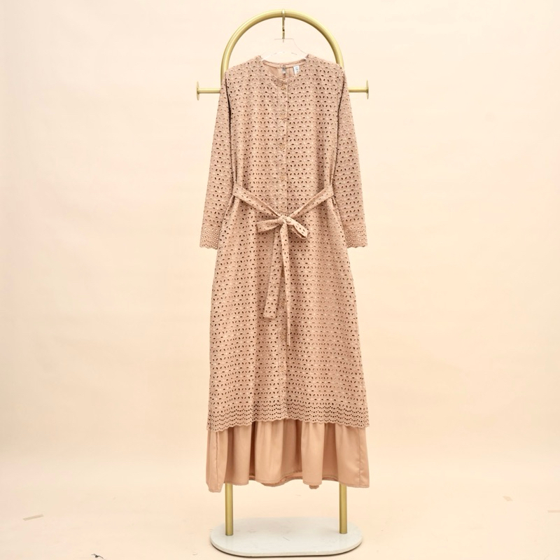 Gamis Wanita Brukat HAWA Coklat