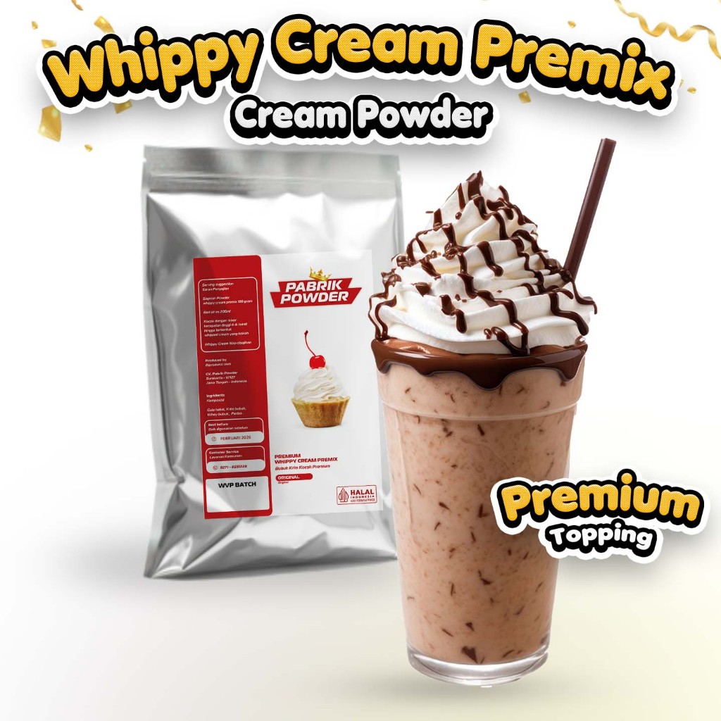 

Premium Whippy Cream Powder Premix, Bubuk Whip Krim, Whipped Cream Powder