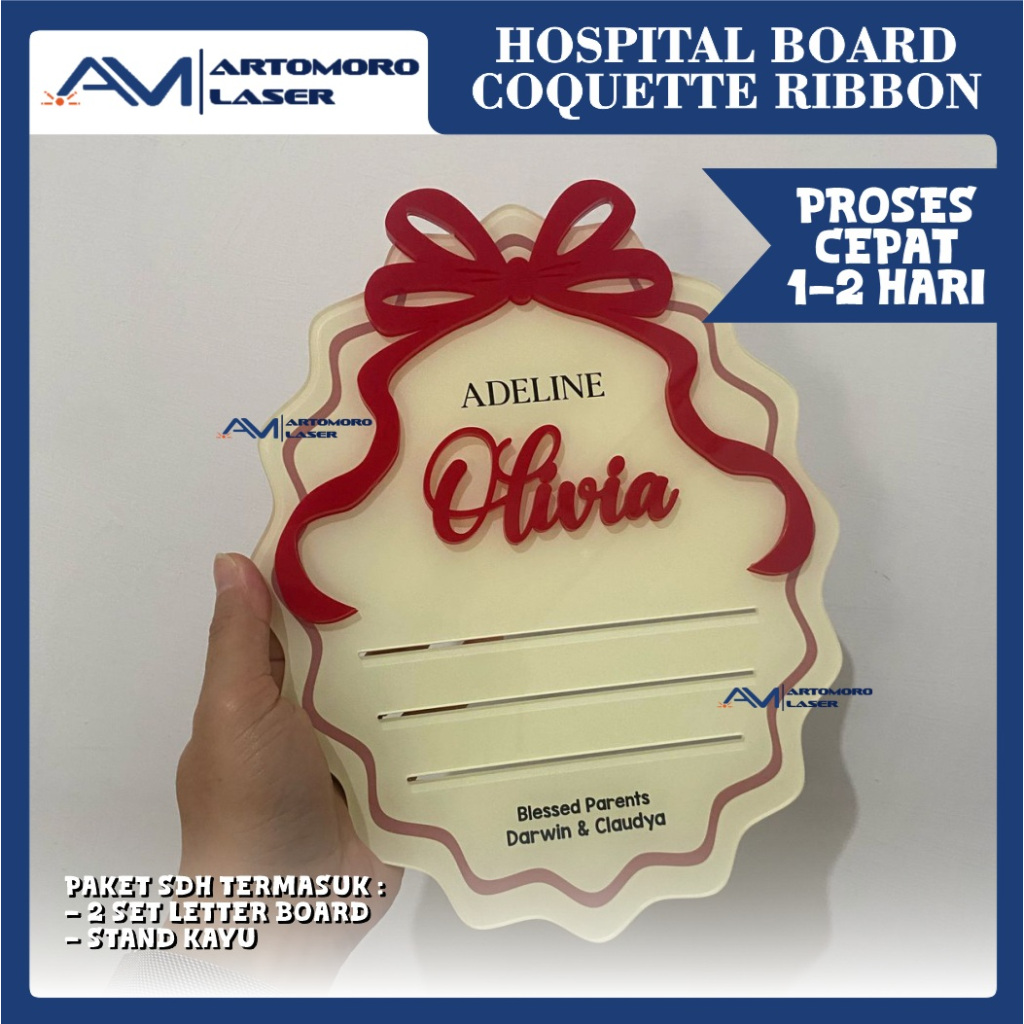 COQUETTE HOSPITAL BOARD ACRYLIC PAPAN NAMA BAYI AKRILIK CUSTOM