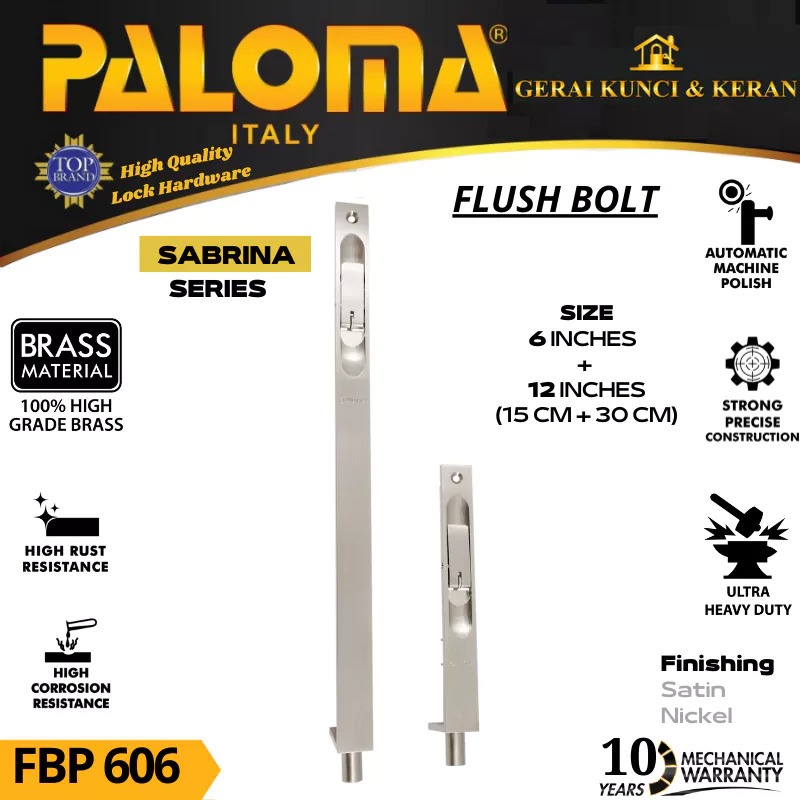 FLUSH BOLT PALOMA SABRINA FBP 606 SN 12 INCH