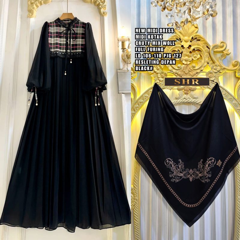 Ready Midi Dress Ceruty Ori 100% SHR