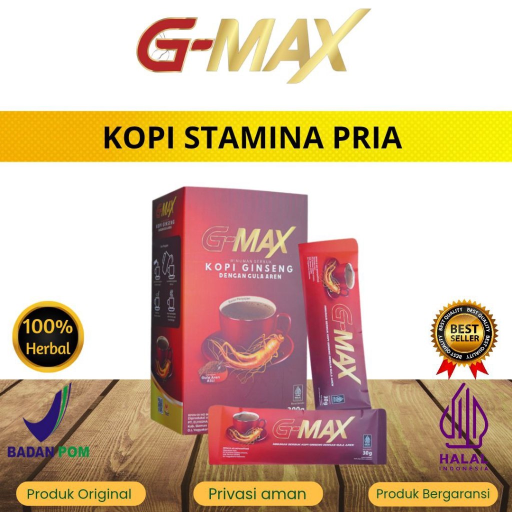 

G-MAX KOPI STAMINA PRIA KUAT TAHAN LAMA MINUMAN EXTRA GINGSENG ASLI HALAL BPOM