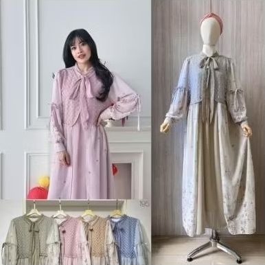 GAMIS MOTIF CERUTY ROMPI TILLE KOMBINASI MOTIF BROKAT BAJU WANITA DEWASA 2025