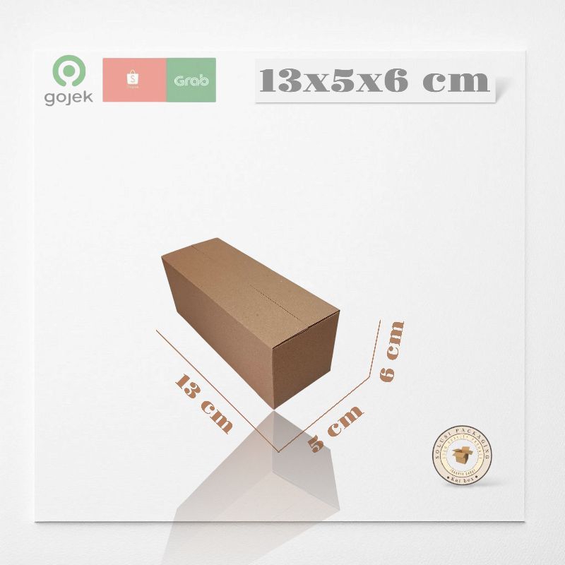 

kardus ukuran 13x5x6 cm singel wall polos ST