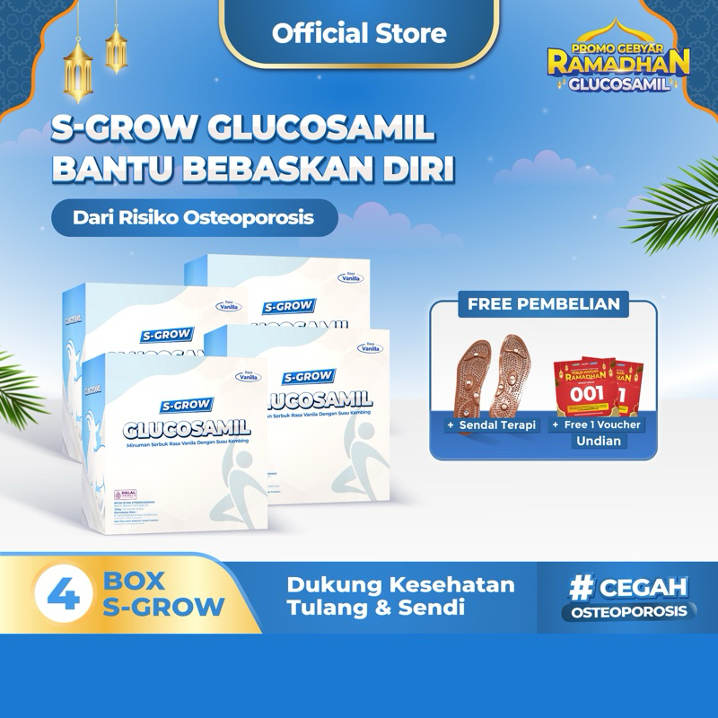 

[NEW PRODUCT] S-GROW GLUCOSAMIL 4 BOX - Susu Bubuk Dewasa Vanila [Untuk Tulang & Sendi]