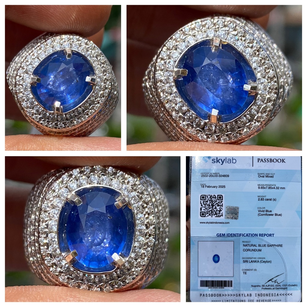 Natural 2.83ct vivid cornflower blue sapphire srilanka