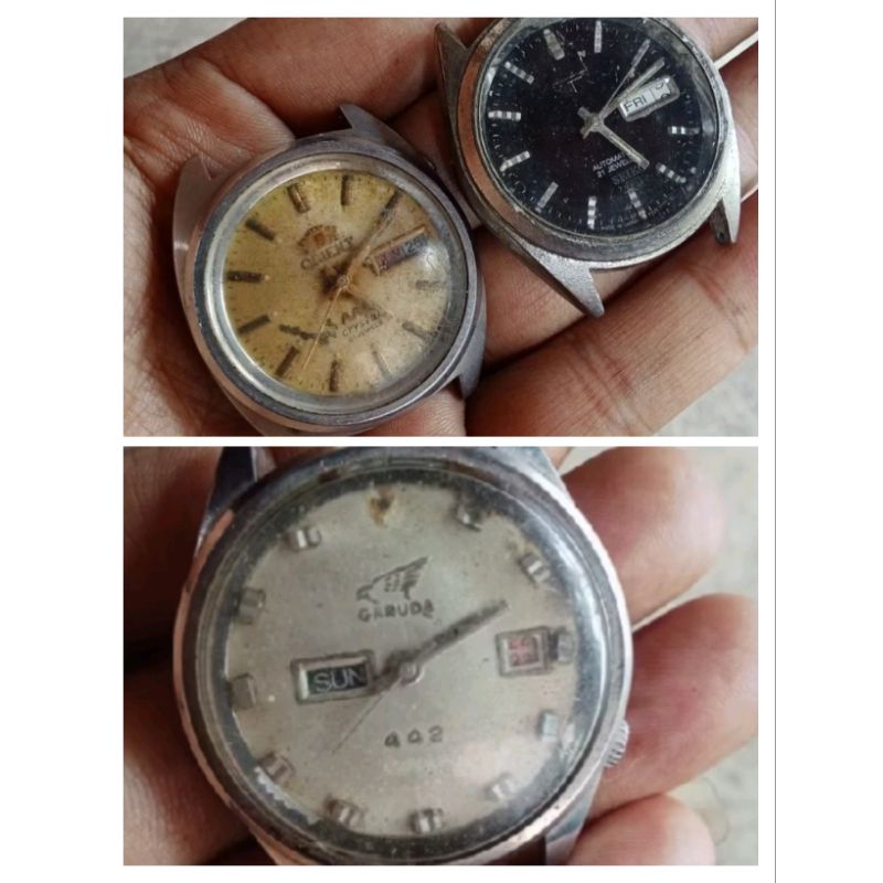 Bahan jam Garuda , orient dan jam otomatis mati rusak borongan 3 pcs