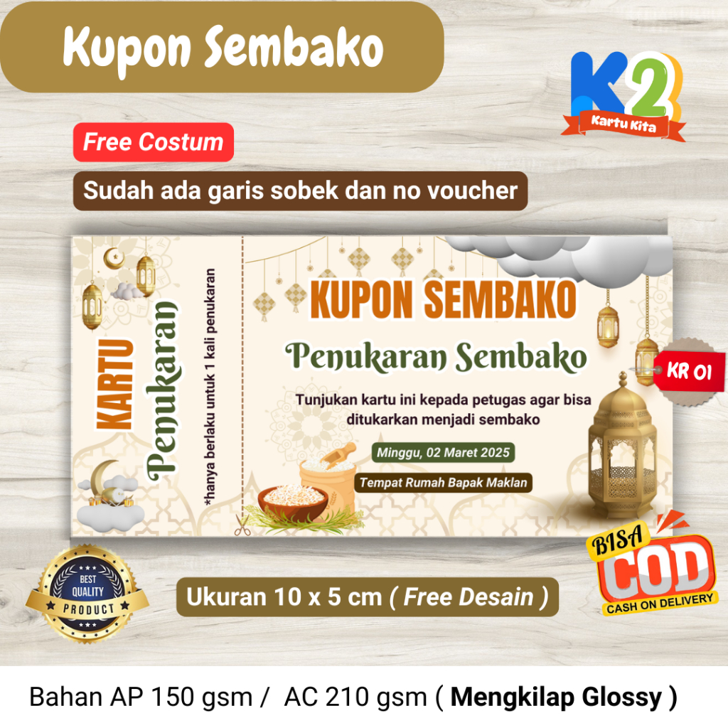 

PROMO Cetak Kupon Sembako / Kupon custum, kupon Tema idul fitri , kupon halal bihalal Free Desain