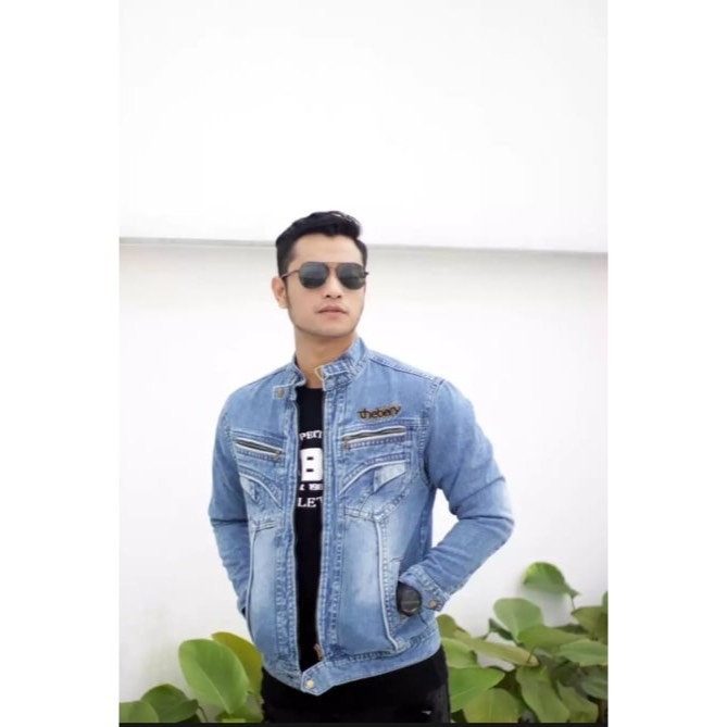 EIGHTEEN-Jaket jeans denim pria jaket jeans zipper blits casual distro keren