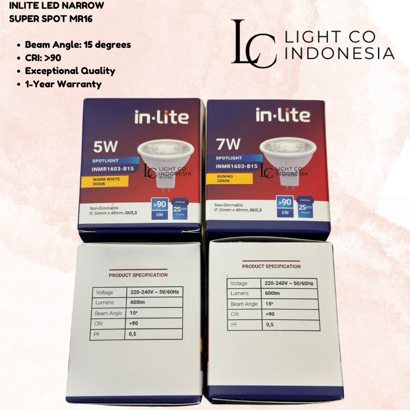 INLITE LED MR16 5watt 7watt B15 MR16 / Inlite super narrow beam angle MR16